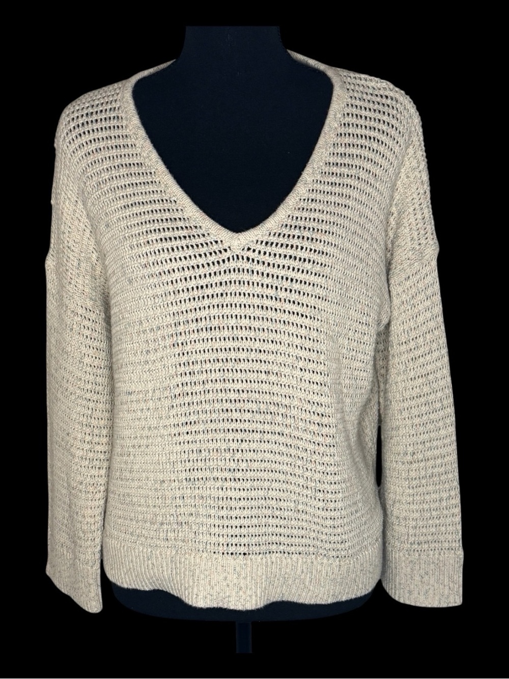 Madewell Open-Knit V-Neck Sweater in Cream